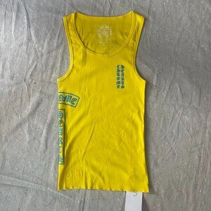 Chrome Hearts Yellow Tank Top with Blue Logos
